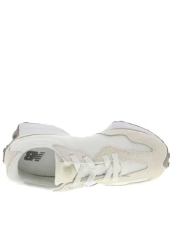 Baskets running écrues avec empiècements en croûte de cuir et lacets