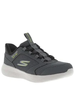 Baskets running grises en mesh avec une fermeture slip-on et un logo jaune fluo