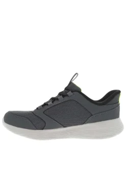 Baskets running grises en mesh avec une fermeture slip-on et un logo jaune fluo