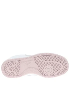 Baskets skate en cuir blanches avec semelle à talon plat et empiècements chromés