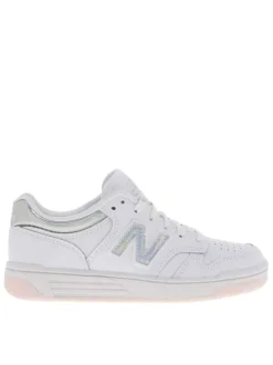 Baskets skate en cuir blanches avec empiècements effet chrome et lacets plats