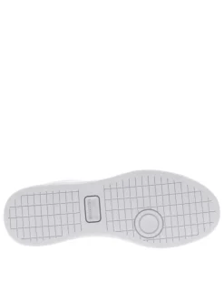 Baskets tennis blanches à talon plat avec logos roses embossés et lacets plats