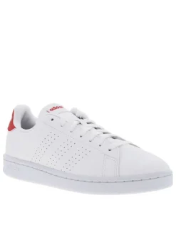 Baskets basses Advantage blanches avec tige perforée et détails rouges
