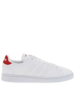 Baskets basses Advantage blanches avec tige perforée et détails rouges