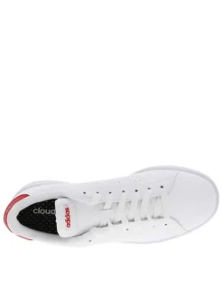 Baskets basses Advantage blanches avec tige perforée et détails rouges