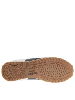 Baskets basses bleu marine avec une semelle running et des lacets plats blancs