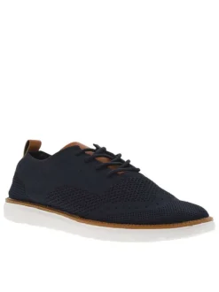 Baskets basses bleu marine et marron en slip-on avec des lacets ronds