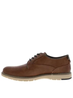 Baskets basses cognac avec surpiqûres et empiècements cousus avec fermeture à lacets ronds