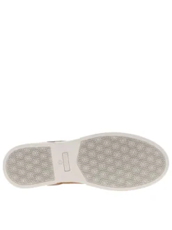 Baskets basses cognac en cuir avec semelle plat à lacets élastiqués