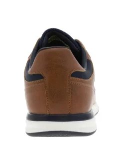 Baskets basses cognac en cuir avec talon plat à lacets plats