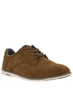 Baskets basses cognac style derbies avec des lacets ronds et aspect perforées