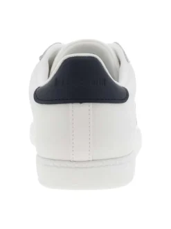 Baskets basses en cuir blanc à détail tricolore, à semelle tennis et lacets