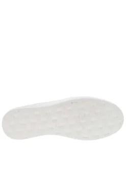 Baskets basses en cuir blanc à semelle vulcanisée plate et détails noirs