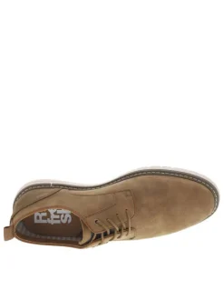 Baskets basses en cuir caramel avec trépointe contrastante et lacets ronds