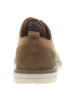 Baskets basses en cuir caramel avec trépointe contrastante et lacets ronds
