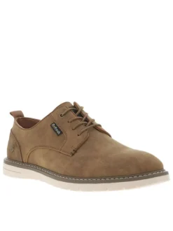 Baskets basses en cuir caramel avec trépointe contrastante et lacets ronds