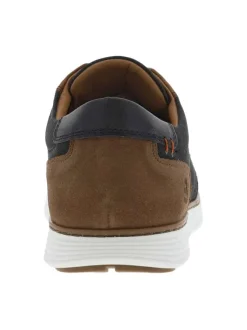 Baskets basses en cuir noires et marron avec des lacets ronds élastiqués