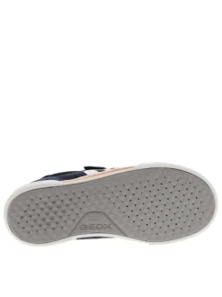 Baskets basses en cuir nubuck bleu marine à semelle vulcanisée et bande auto-agrippante