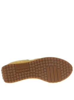 Baskets basses en cuir nubuck ocre à semelle renforçant le bout et talon