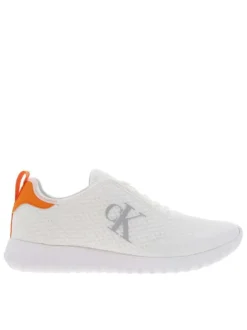 Baskets basses en Mesh blanc à semelle running semi-compensée à col Slip-on