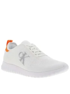 Baskets basses en Mesh blanc à semelle running semi-compensée à col Slip-on