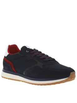 Baskets basses en nubuck et Mesh bleu marine à semelle runnig crantée