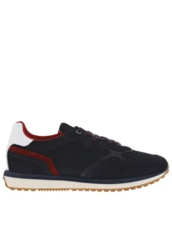 Baskets basses en nubuck et Mesh bleu marine à semelle runnig crantée