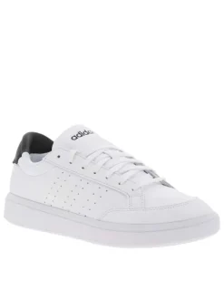Baskets basses en simili cuir blanc à semelle vulcanisée et lacets plats