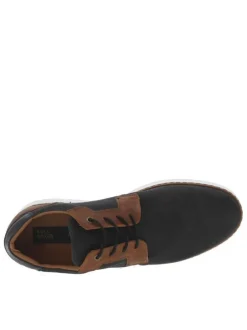 Baskets basses en textile bleu marine à semelle sneaker blanche et lacets ronds