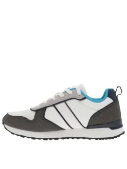 Baskets basses en textile recyclé blanc et nubuck taupe à semelle running