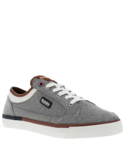 Baskets basses gris avec talon plat à lacets plats