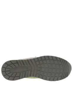 Baskets basses homme en cuir vert et taupe avec le logo iconique sur le côté