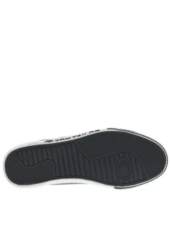 Baskets basses marine avec lacets plats blancs et un zip sur le côté extérieur