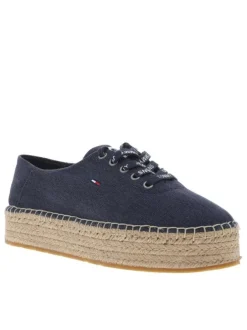 Baskets basses marine avec talon plateforme