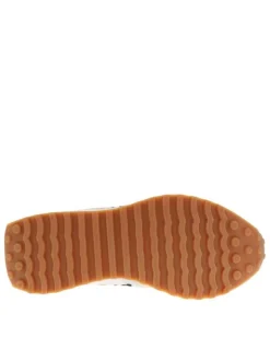 Baskets basses running beiges avec des rayures et des lacets plats