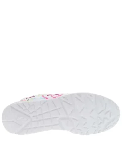 Baskets basses running blanches imprimées graffitis avec des lacets plats
