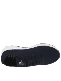 Baskets basses running bleu marine avec des lacets plats et slip-on