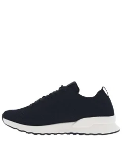 Baskets basses running bleu marine avec des lacets plats et slip-on
