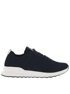 Baskets basses running bleu marine avec des lacets plats et slip-on