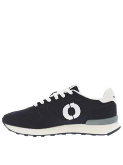 Baskets basses running bleu marine avec logo floqué et lacets plats