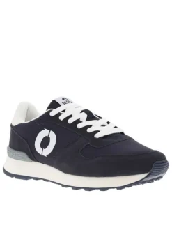 Baskets basses running bleu marine avec logo floqué et lacets plats