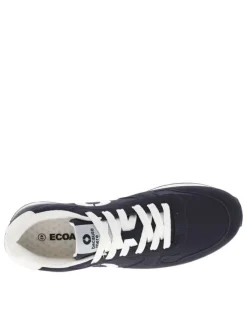 Baskets basses running bleu marine avec logo floqué et lacets plats