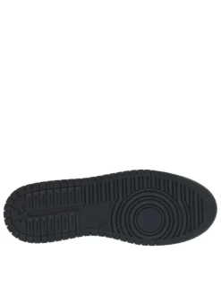 Baskets basses running en cuir bleu marine et blanches avec lacets plats