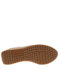 Baskets basses running en cuir nubuck beige à semelle plate et à lacets plats