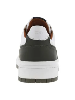Baskets basses running en cuir vertes et blanches à lacets plats