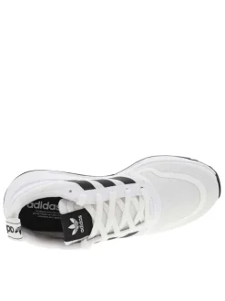 Baskets basses running en Mesh textile blanc à bandes noires et lacets plats