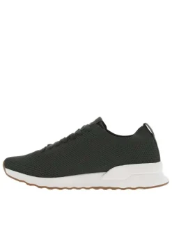 Baskets basses running kaki en slip-on avec des lacets plats