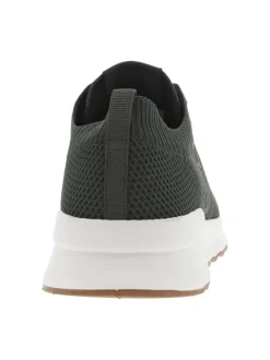 Baskets basses running kaki en slip-on avec des lacets plats