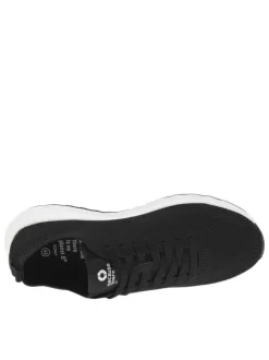 Baskets basses running noires en slip-on avec des lacets plats
