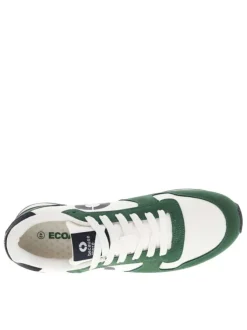 Baskets basses running vertes, blanches et marine avec lacets plats